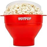 The Orginal HotPop Silicone Popcorn Maker - Microwave Popcorn Popper with Handles - Collapsible Bowl, Heat-Resistant, Easy to Clean, Ideal for Family Movie Nights, 15-Cup Capacity - Red