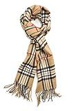 VERONZ Soft Classic Cashmere Feel Winter Scarf, Camel Plaid