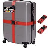 GORILLA GRIP Heavy Duty Adjustable Luggage Straps for Suitcases, Easy to Identify Travel Belt Connector Holds Suitcase Together, Extends Life of Bag, Strap Connects Two Bags, Accessories 2 Pack Red
