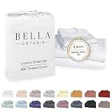Bella Coterie Luxury Bamboo Viscose King Size Sheet Set | 100% Organically Grown | Ultra Soft | Cooling for Hot Sleepers | 18" Deep Pocket [White]