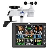 AIRAIN TECH 14-in-1 Wireless Weather Station with Outdoor Wireless Sensor,Radio-Controlled Clock,Rain Gauge,Wind Speed/Direction,Moon Phase,Wind Chill Index,Outdoor Dew Point,Barometer(NO WiFi)