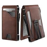 typecase Tactical Wallet for Men Card Holder: Pop Up Card Case, Genuine Leather, Smart, RFID Blocking, Slim, Minimalist, Thin, Front Pocket - 9-13 Card Capacitiy, ID Window, Money Clip (Brown)