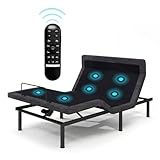 MUUEGM Full Adjustable Bed Frame with Thickened Frame, Head and Foot Lift, Head-Pillow-Tilt, Adjustable Beds with Smart APP Control, Massage, Zero Gravity, Anti-Snore, Wireless Remote,USB Ports