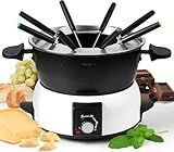 Saenchue 3-Quart Electric Fondue Pot Set – Stainless Steel Fondue Pot with 8 Color-Coded Forks, 3-Mode Adjustable Temperature Control for Cheese, Chocolate, Oil, and Hotpot, Model FD-10B
