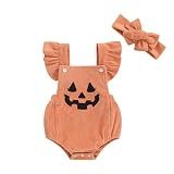 YINGISFITM My First Halloween Baby Girl Outfit Newborn Pumpkin Bubble Romper Infant Jumpsuit Cute Girls Pumpkin Clothes (Pumpkin Face, 0-3 Months)