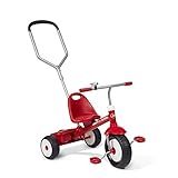 Radio Flyer Deluxe Steer & Stroll Kids Tricycle, Toddler Trike for Ages 2-5, Red
