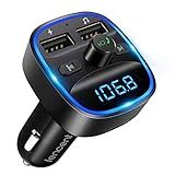 LENCENT FM Transmitter, Bluetooth FM Transmitter Wireless Radio Adapter Car Kit with Dual USB Charging, Audio Receiver Car Charger MP3 Player, Support Hands-Free Calling, TF Card & USB Disk