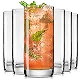 JoyJolt Faye 13oz Highball Glasses, 6pc Tall Glass Sets. Lead-Free Crystal Drinking Glasses. Water Glasses, Mojito Glass Cups, Tom Collins Bar Glassware, and Mixed Drink Cocktail Glass Set