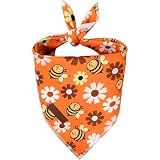 Unique Style Paws Dog Bandanas 1PC Washable Cotton Triangle Dog Scarfs Autumn with Bee Daisy for Small Medium Large Dogs and Cats