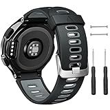 NotoCity Silicone Watch Band Replacement Solft Silicone Strap Compatible Forerunner 230/220/ 235/620/ 630/ 735XT/ Approach S20/ S5/ S6-Black Gray