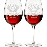 Personalized Set of 2 Wine Glass - Custom Etched Monogrammed Stemmed Glass, 20 Oz. (DESIGN-5, WINE GLASS)