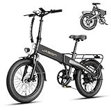 Jasion EB6 Foldable Electric Bike for Adults, 1200W Peak Motor 25 MPH E Bike, 20" Fat Tire Electric Bicycle with Built-in 48V Battery, Up to 50 Miles Range, Aluminum Frame EBS EBike for Commuting-BU