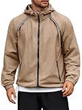 Yousify Mens Lightweight Jacket Full Zip Hooded Reflective Athletic Jacket Unlined Quick-drying Coat for Cycling Outdoor