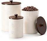 Canisters Sets for the Kitchen with Airtight Bamboo Lids, Ceramic|Set of 3
