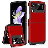 SAMONPOW for Samsung Galaxy Z Flip 4 Case with Upgraded Hinge Protection Dual Layer Hard PC Soft TPU Bumper Full Body Shockproof Flip 4 Phone Case for Galaxy Z Flip 4 5G Case - Red