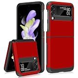 SAMONPOW for Samsung Galaxy Z Flip 4 Phone Case with Hinge Protective Red