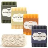 Handmade Soap Bar, 4 Pack with Foam Net for Face Body Wash