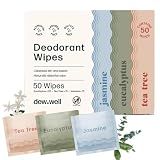 Dew Well Refreshing Deodorant Wipes, Refresh Body Deodorant Wipes, A Fresh Start When You’re On the Go, Aluminum, Paraben, and Sulfate Free, Variety Pack (Tea Tree, Eucalyptus, Jasmine)