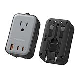 TESSAN Travel Adapter PD 20W, Universal Power Adapter 2 USB C 1 USB A, Ultra Thin International Plug Adaptor Worldwide Outlet for US to European UK Italy Spain New Zealand (Type C G A I), 1 Pack