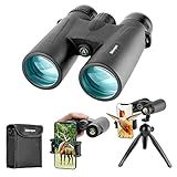 Adorrgon 12x42 HD Binoculars for Adults High Powered with Phone Adapter, Tripod and Tripod Adapter - Large View Binoculars with Clear Low Light Vision - Binocular for Bird Watching Cruise Travel
