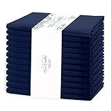 Blue Needles Solid Cloth Napkins Set of 12 Navy Blue 100% Cotton Dinner Napkins 18x18 inches - Soft, Reusable and Washable Spring Summer Linen Napkins, Ideal for Events, Parties & Everyday Use