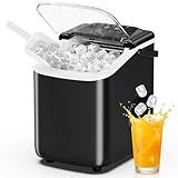 DUMOS Ice Maker Countertop, Ice Machine with Portable Handle, Basket and Scoop, 26lbs Daily, 9 Bullet Cubes in 6~8 Mins, Auto-Cleaning for Home, Kitchen, Office, Outdoors, RV Camping