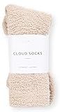 Cozy Socks For Women | Fuzzy Ultra-Luxe Cloud Sock Gifts For Women & Men | Warm & Cozy Fuzzy Unisex Sleep Socks | Super Soft Luxurious Fabric With Bonus Travel Tote, (Stone, 1 Pair)