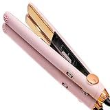 TYMO Flat Iron Hair Straightener and Curler 2 in 1 with 10s Fast Heating, 1 Inch Professional Titanium Straightening Curling Iron with 32 Adjustable Temp and Automatic Shut Off, Light Pink