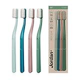 Jordan* ® | Green Clean Manual Toothbrush | Sustainable, Scandinavian Design, Soft Bristles, Mixed Colors | 4 Units