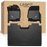 LASFIT Floor Mats for Ford F-150 2015-2025 | F150 Lightning 2022-2025 SuperCrew (Rear w/o Fold Flat Storage) Carpet Floor All Weather Protector TPE Truck Liners- 1st & 2nd Row, 3pcs Black