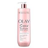 Olay Super Serum Hand & Body Lotion for Dry Skin, 24hr Long Lasting Hydration, 5+ Ingredient Complex for Bright Even Firm Luminous Skin, Sweet Vanilla & Soft Wood Scent, 18.5 fl oz