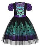 WonderBabe Halloween Costumes for Girls Witch Halloween Costume Toddler Princess Dress Up Kids Outfit Halloween Cosplay size 7-8