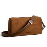 BOSTANTEN Crossbody Purses for Women Suede Leather Shoulder Purse Handbags Vintage Barrel Bag with 2 Adjustable Strap