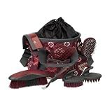 Weaver Equine Horse Grooming Kit, 7-Piece Horse Brush Set with Organizer Tote Bag, Hoof Pick, Comb, Sweat Scraper, Equine Tools for Daily Grooming, Plaid Aztec