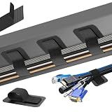 Cable Management Under Desk, Enhanced up to 15 Cord Organizer 20 Pair-Black