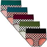 INNERSY Women's High Waisted Underwear Cotton Panties Regular & Plus Size 5-Pack(Chessboard,XX-Large)