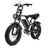 EGGKING S8 Electric Bike for Adult, 1000W 20" Fat Tire 48V 17.5AH Removable Battery, Max 31-70 Miles Electric Motorcycle, 31MPH Shimano 7 Speed Disc Brake Off-Road Mountain Ebike UL2849, Black