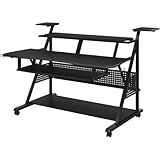 Acme Furniture Metal and Wooden Music Desk with Wheels, Black