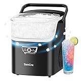SenCre Nugget Ice Maker Countertop with Handle, Ready in 5 Mins, 40lbs/Day Soft Sonic Ice, Auto-Cleaning Portable Ice Machine for Home & Large Families
