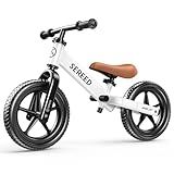 SEREED Toddler Balance Bike 2 Year Old, No Pedal Kids Toy Bike for 2-5 Years Old, Tool-Free Adjustment, Gift for 2-3 Boys Girls, Customize Plate with 3pcs Stickers (White)
