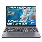Lenovo IdeaPad Slim 3 Touchscreen Laptop (15.3" FHD+, AMD Ryzen 5 8540U (> Intel i7-1355U), 16GB RAM, 512GB SSD) for Business, Home, 1080p IR Webcam, Backlit, 14-Hr Battery Life, Wi-Fi 6, Win 11 Pro