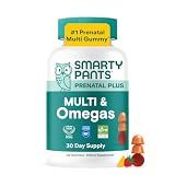 SmartyPants Prenatal Multivitamin Gummies with Omega 3 DHA/EPA, Methylfolate, Biotin, Vitamins D3, C, B12, B6, A, K, and Zinc, Gluten Free, Clean Label, Two Fruit Flavors, 90 Gummies (30 Day Supply)