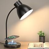 Vicsoon LED Desk Lamp for Home Office with Wireless Charger, Black