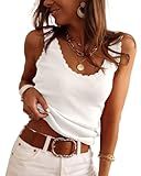 Tankaneo Womens V Neck Tank Tops 2025 Sleeveless Ribbed Knit Shirts Summer Casual Sexy Sweater Vest White