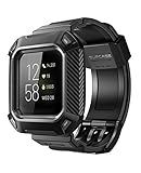 SUPCASE for Fitbit Versa 3 Band with Case (Unicorn Beetle Pro), [Military-Grade Protection] [Anti-Resistant] Rugged Men Cover with Adjustable Strap Wristband for Fitbit Versa 3 / Fitbit Sense, Black