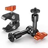 K&F CONCEPT 6" Magic Arm Clamp with Super Clamp, 360°Ballhead Articulating Mini Arm for Monitor, LED Light, Webcam, Action Camera