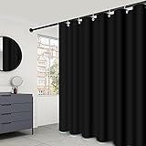 LLSCL Fabric Shower Curtain Liner, Waterproof Hotel Quality, Bathroom Curtains Rust Resistant Grommets, 72 x 72 Machine Washable (Black)