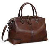 HESHE Genuine Leather Satchel Tote Bags for Women Large Doctor Purses Coff