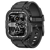 amBand Bands Case Compatible with Apple Watch Series 11/10 46mm for Men, M1 Sport Rugged Heavy Duty Cover Tactical Strap Military Grade Protective Bumper Protector for iWatch 46 mm Men, Black