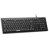 TECKNET Wired Keyboard, Silent Typing, Full-Size Layout, Black